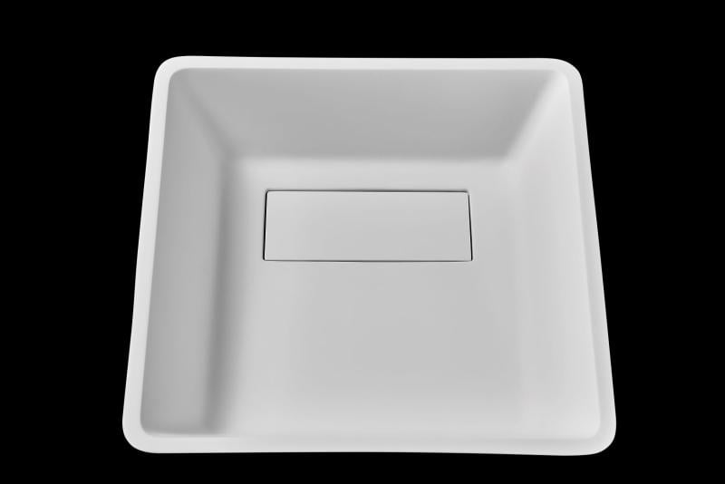 Lavoar pătrat CLEVELAND, din Solid surface, montaj pe blat 40×39,7CM – alb