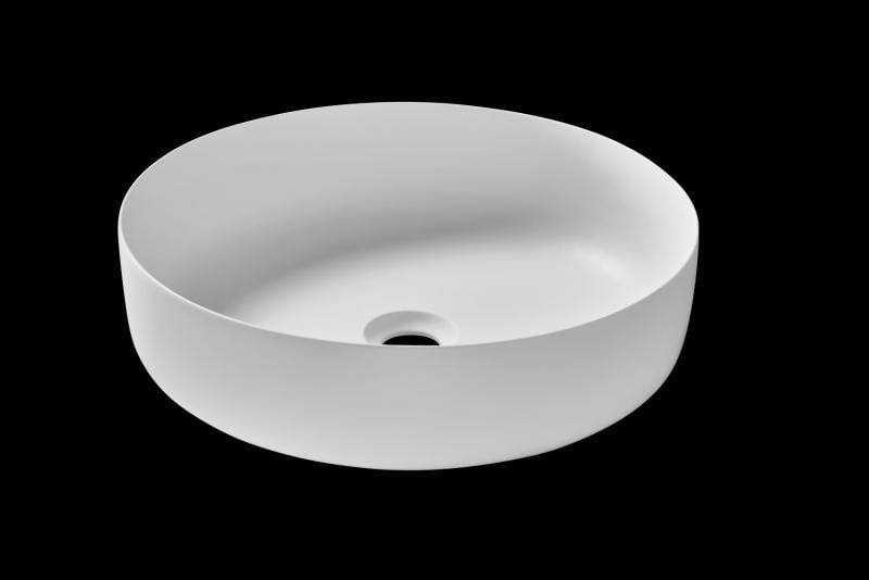 Lavoar rotund MEMPHIS, din Solid surface, montaj pe blat 41,5cm – alb