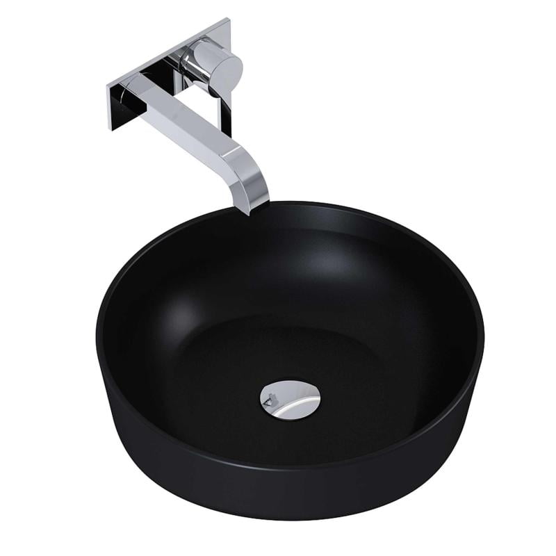 Lavoar rotund LORCA, din porțelan, montaj pe blat 42cm – negru mat