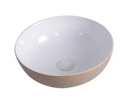 Lavoar rotund TOLEDO, din porțelan, montaj pe blat 39,5cm – bej exterior / alb interior