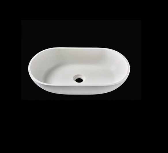 Lavoar oval BOSTON, din Solid surface, montaj pe blat 54×33,8cm – alb