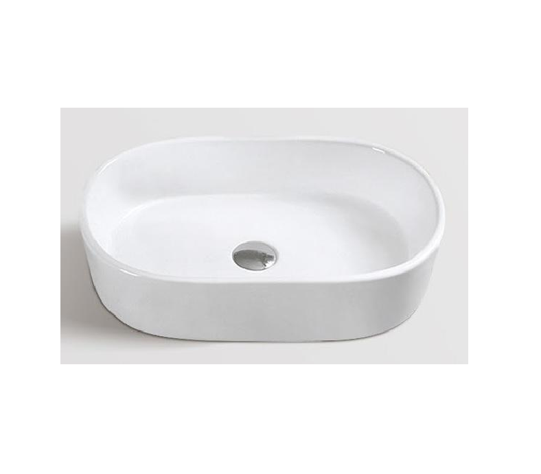 Lavoar oval TULSA, din porțelan, montaj pe blat 55×34,5cm – alb