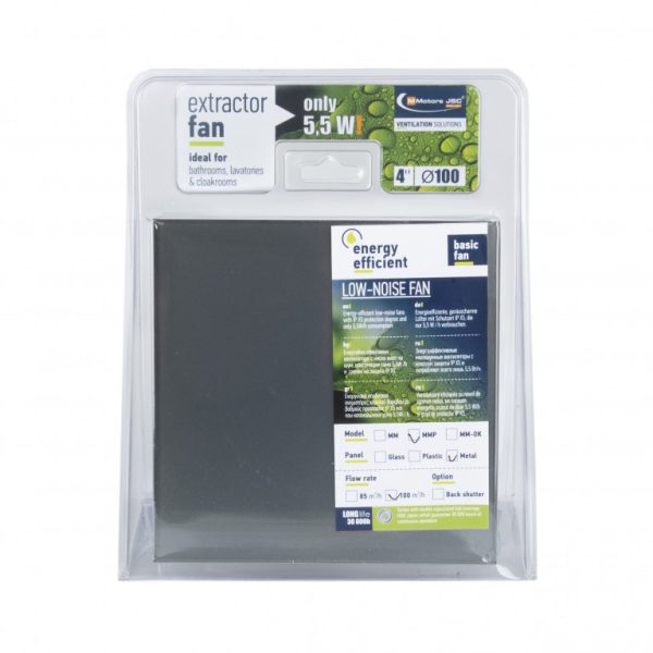 Ventilator baie, silentios de sticla, Gri inchis MMP 100, 5.5W, 100 m³/h - imagine 2