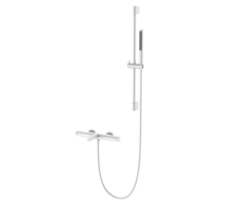 Baterie cada/dus cu termostat ELEGANT, cu montaj pe perete – alb mat