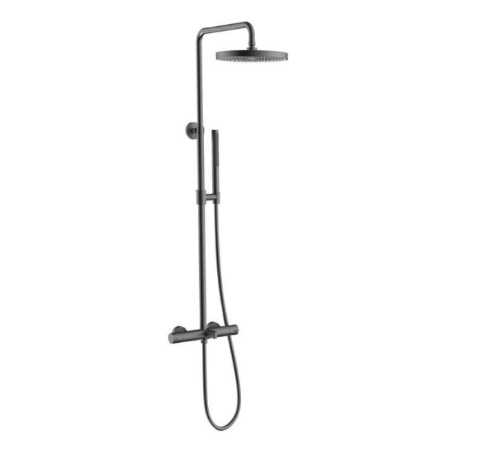 Coloana dus completa cu termostat ELEGANT, cu  3 functii, montaj pe perete – Gun metal