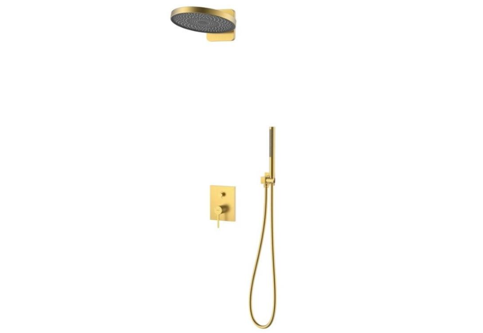 Set de duș cu termostat ELEGANT, incastrat in perete cu unitate interna – Auriu periat