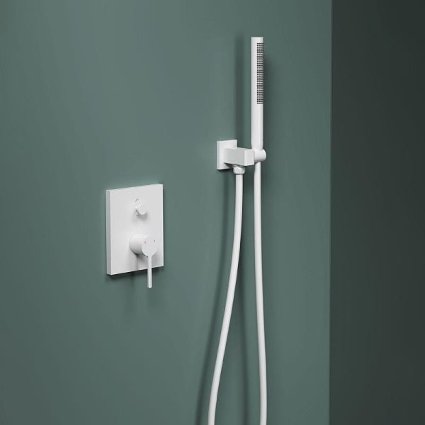 Set de duș cu termostat ELEGANT, incastrat in perete cu unitate interna - Alb mat - imagine 5