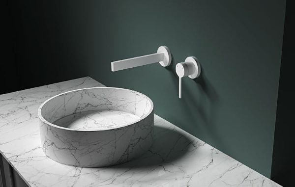 Baterie lavoar ELEGANT incastrata in perete - Alb mat - imagine 4
