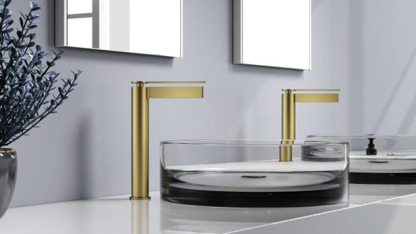 Baterie inalta lavoar ELEGANT, cu montaj pe blat - Auriu periat - imagine 3