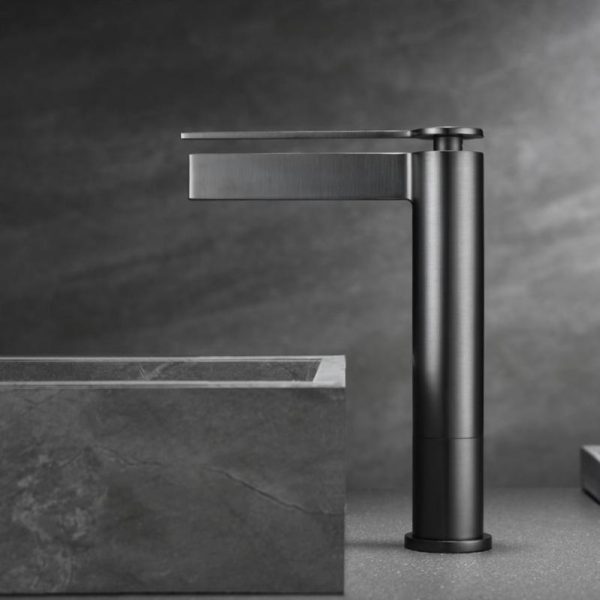 Baterie inalta lavoar ELEGANT, cu montaj pe blat - gun metal - imagine 2